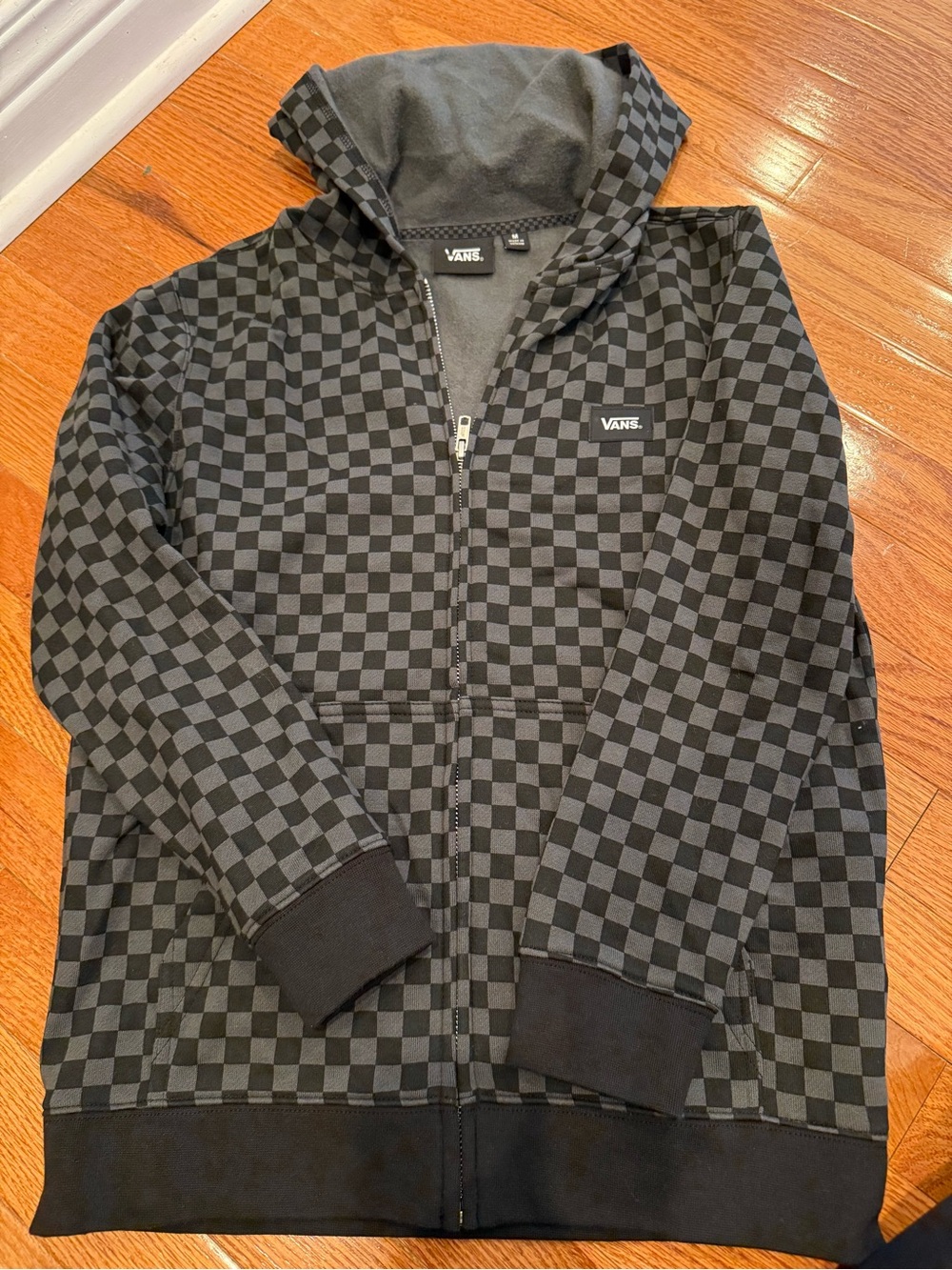 Boys Vans Black & Gray Checkerboard Zip Hoodie Jacket